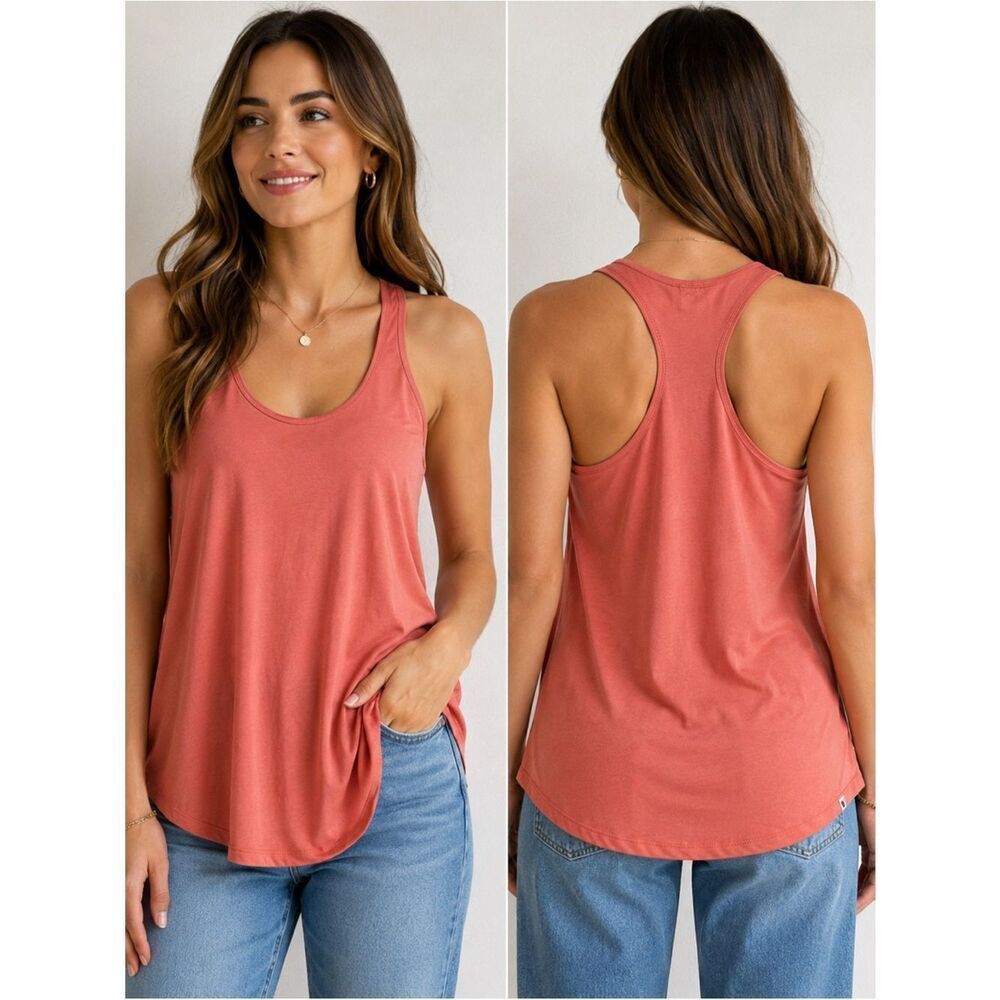 Lucky Brand Racerback Tank Top Medium Coral Casual Lounge Basic